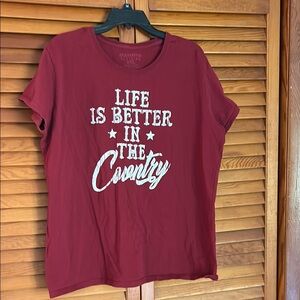 Red Relaxed Crew Neck Short Sleeve Tee